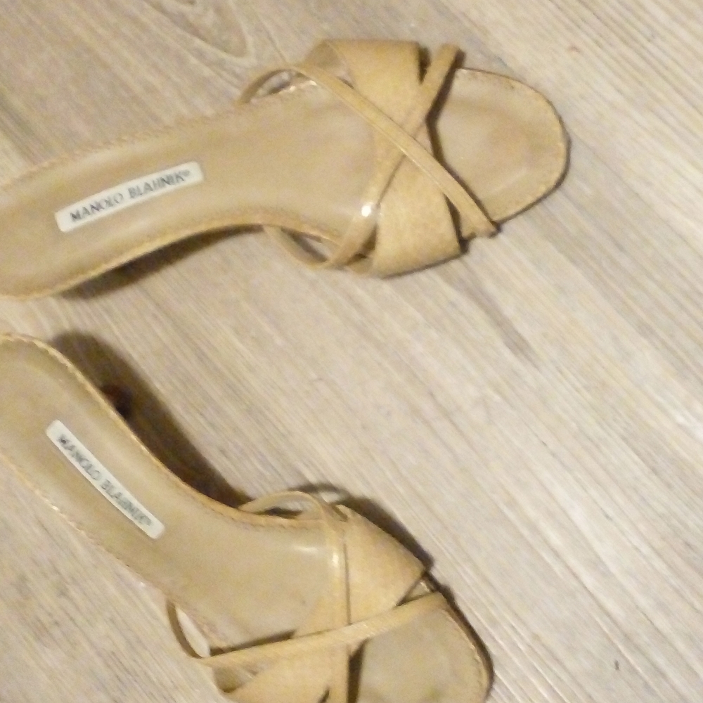 Nude Elaph (Watersnake) Manolo Blahnik Slides 39.5 9 US